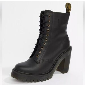 Dr. Martens Kendra Black Leather Heel Boot 9 Rare!